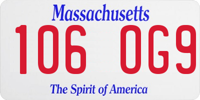 MA license plate 106OG9