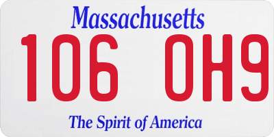 MA license plate 106OH9