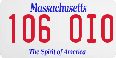MA license plate 106OI0