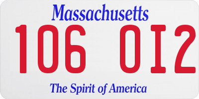 MA license plate 106OI2