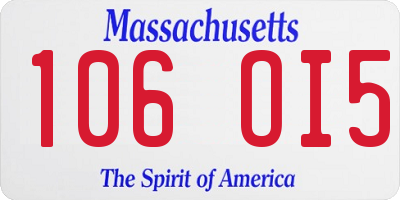 MA license plate 106OI5