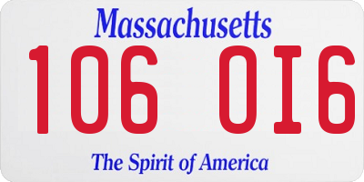 MA license plate 106OI6