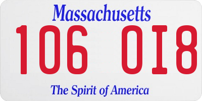 MA license plate 106OI8