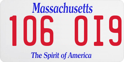 MA license plate 106OI9