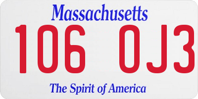 MA license plate 106OJ3