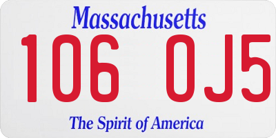MA license plate 106OJ5