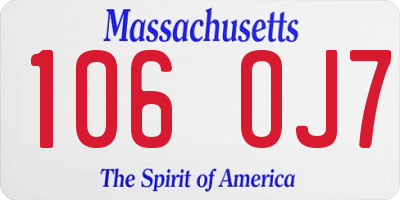 MA license plate 106OJ7
