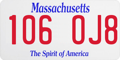 MA license plate 106OJ8