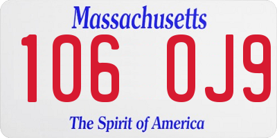 MA license plate 106OJ9