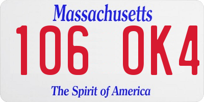 MA license plate 106OK4