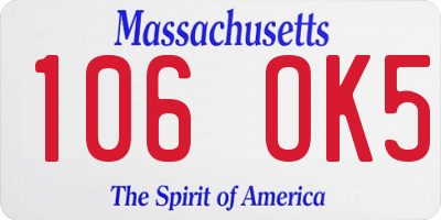 MA license plate 106OK5