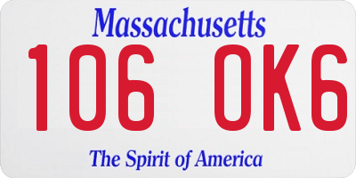 MA license plate 106OK6