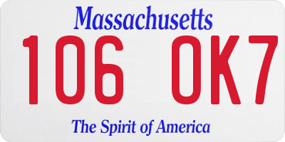 MA license plate 106OK7