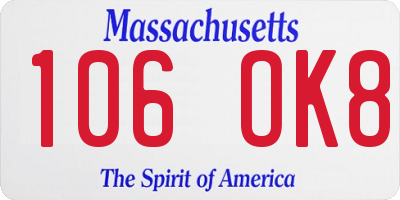 MA license plate 106OK8