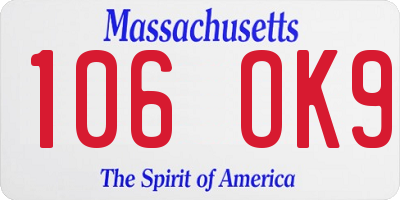 MA license plate 106OK9