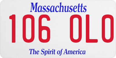 MA license plate 106OL0