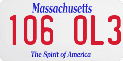 MA license plate 106OL3