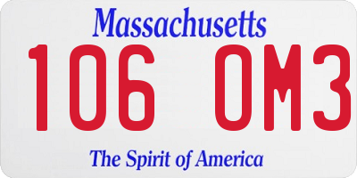 MA license plate 106OM3