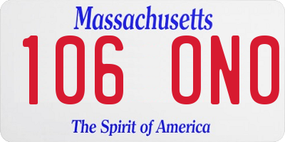 MA license plate 106ON0