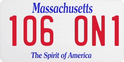 MA license plate 106ON1