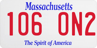 MA license plate 106ON2