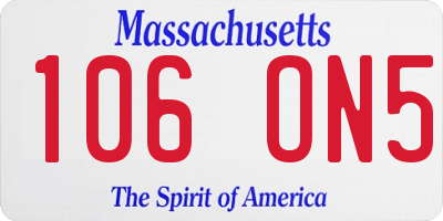 MA license plate 106ON5