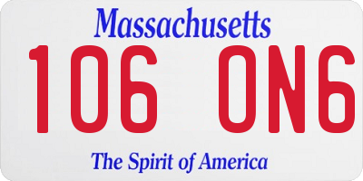 MA license plate 106ON6