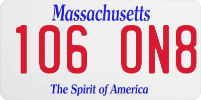 MA license plate 106ON8