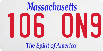 MA license plate 106ON9