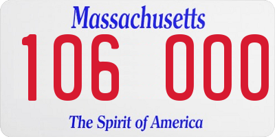 MA license plate 106OO0