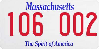 MA license plate 106OO2