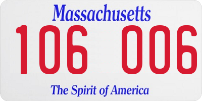 MA license plate 106OO6