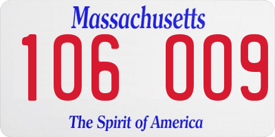 MA license plate 106OO9