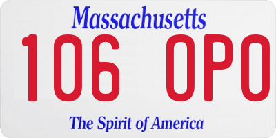 MA license plate 106OP0