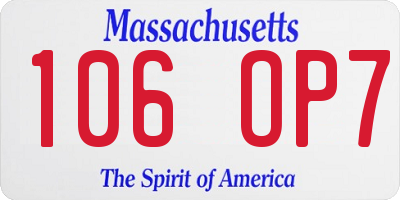 MA license plate 106OP7