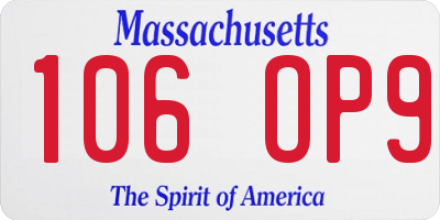 MA license plate 106OP9