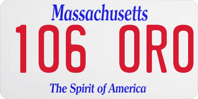 MA license plate 106OR0