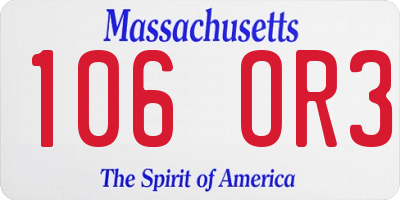 MA license plate 106OR3