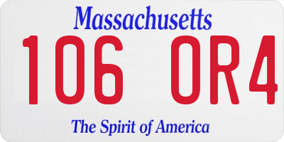 MA license plate 106OR4