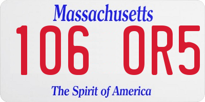 MA license plate 106OR5