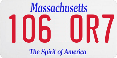 MA license plate 106OR7