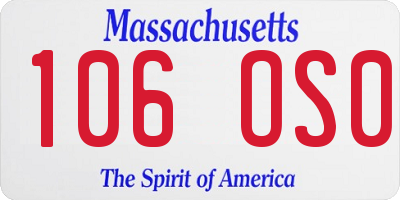 MA license plate 106OS0
