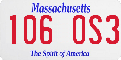 MA license plate 106OS3