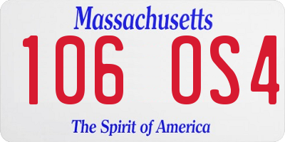 MA license plate 106OS4
