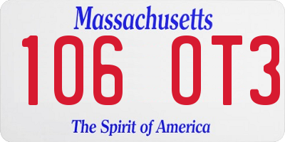 MA license plate 106OT3