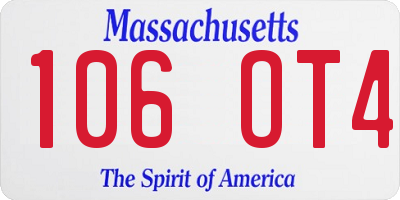 MA license plate 106OT4