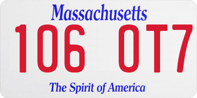 MA license plate 106OT7