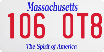 MA license plate 106OT8