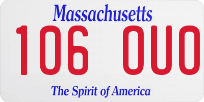 MA license plate 106OU0