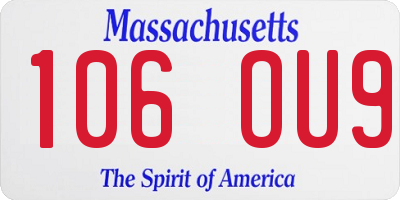 MA license plate 106OU9